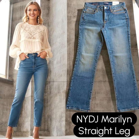 NYDJ Denim - NYDJ Marilyn Straight Leg Jeans Size 8 EUC $118 Retail